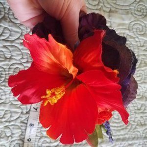 Hair Tiki Flower Hibiscus Fire Orange and Purple